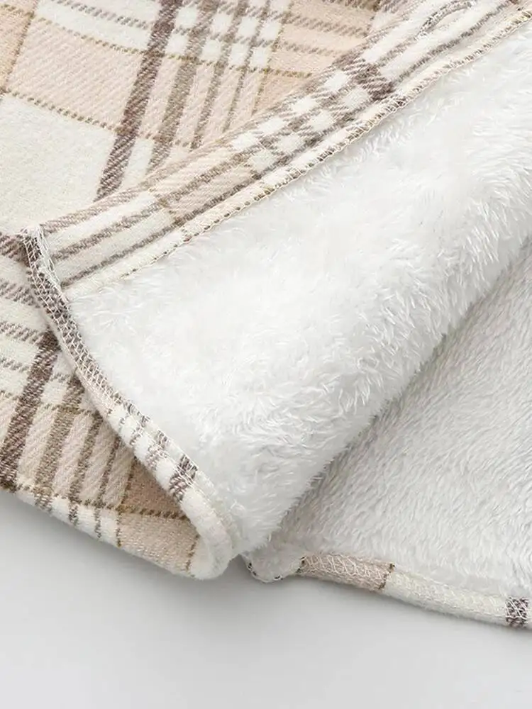 Blusas a cuadros gruesas Veet para mujer, camisas cálidas de otoño e invierno, Tops informales holgados con una botonadura, Tops Vintage de manga larga con bolsillo