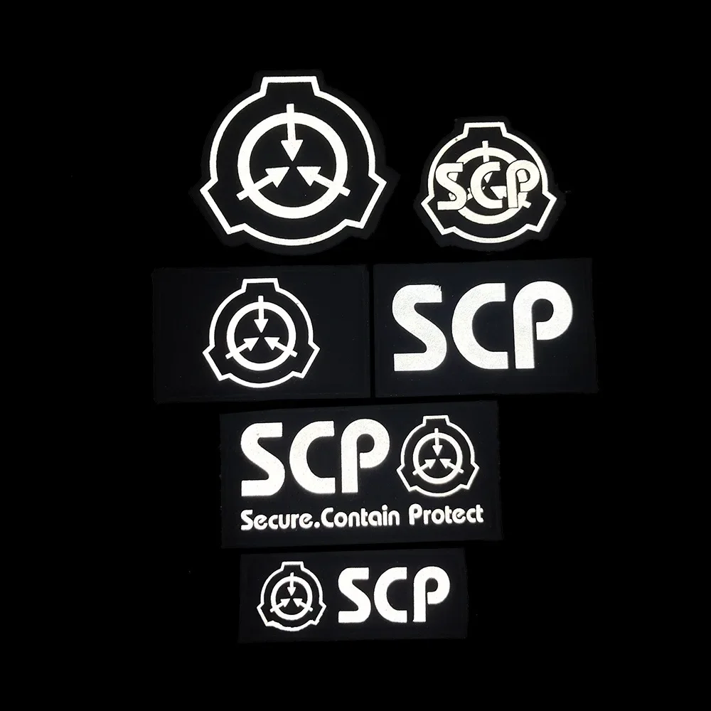 IR Reflective Tactical Patches SCP Foundation Logo Embroidery Cloth Sticker Military Badges for Backpack Badge Hook Loop Armband