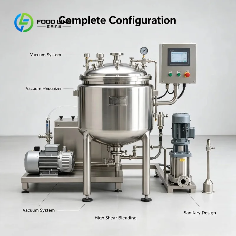 Customized Stainless Sanitary Emulsifying Homogenizer Pump Mixing Tank with Vacuum for Milk Processing