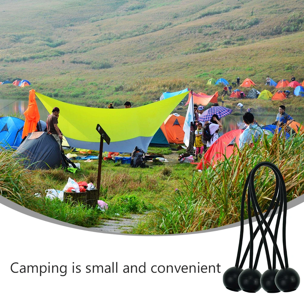 

25 Pcs Camping Accessories UFO Ball Head Canopy Rope Tarpaulin Elastic Bungee Cord Tie Down Strap Black Fitness