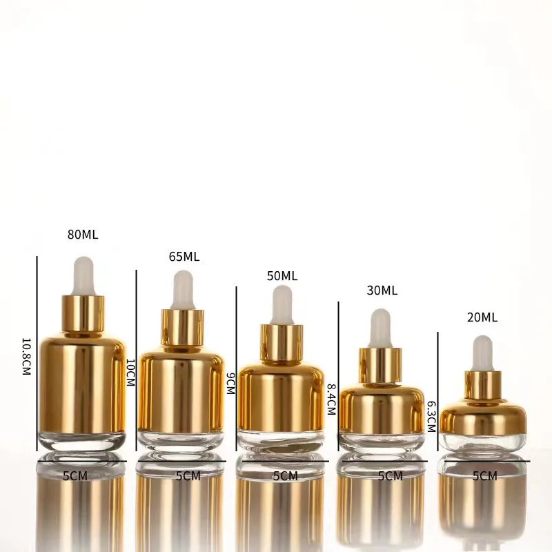 Flacon compte-gouttes 20ML-60ML or argent liquide d'aromathérapie pour récipient cosmétique essentie