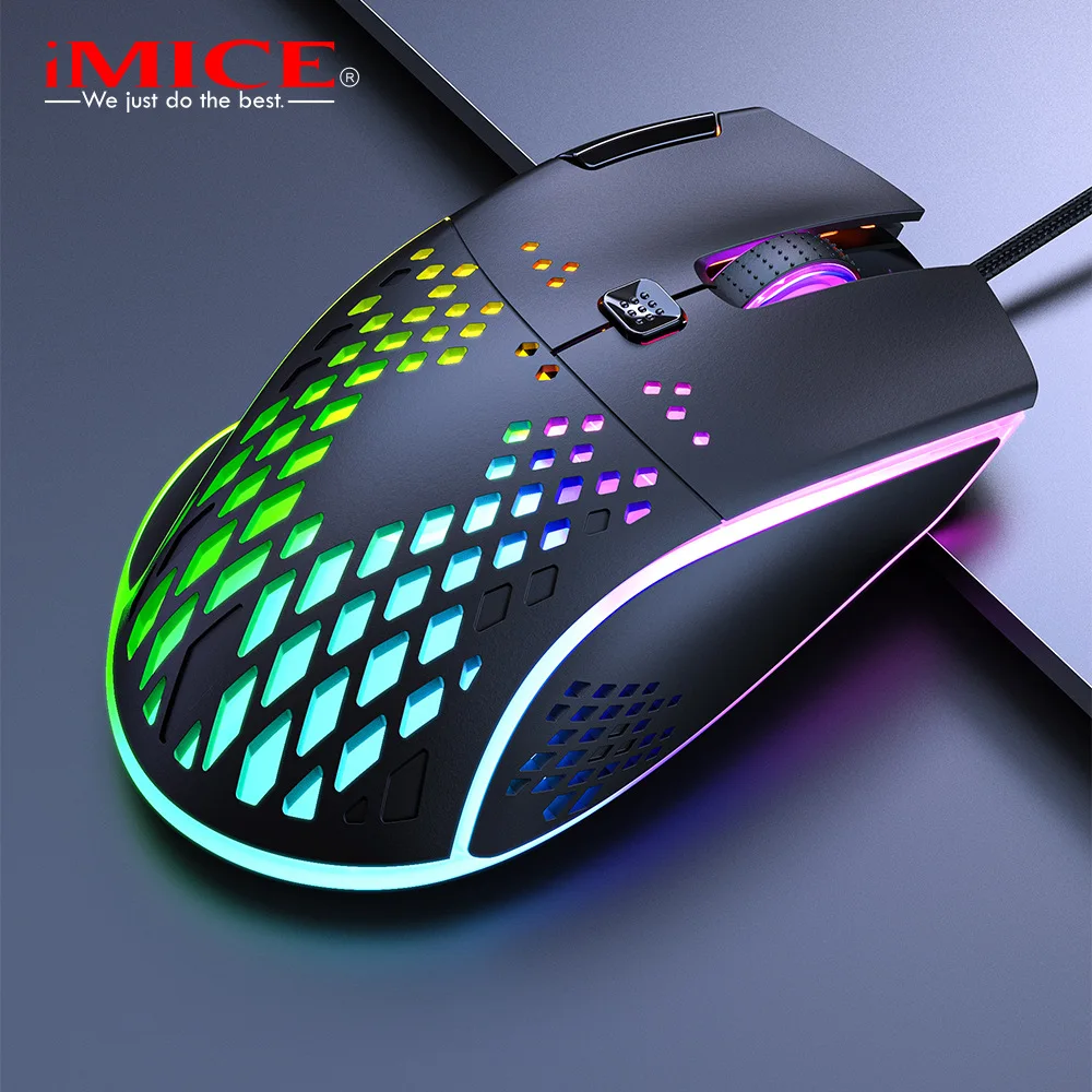 

iMICE T97 Wired Lightweight Gaming Mouse Ultralight Honeycomb Shell RGB Chroma Backlit 7200DPI Ergonomic for Laptop PC Mac Gamer