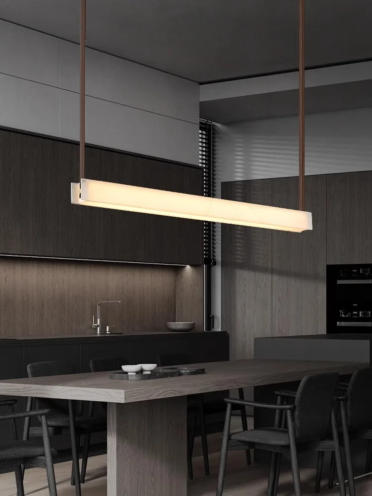 Modern Minimalist Real Marble Leather Chandelier Over Dining Table 2026 Home Decor Hanging Lamps Luxury