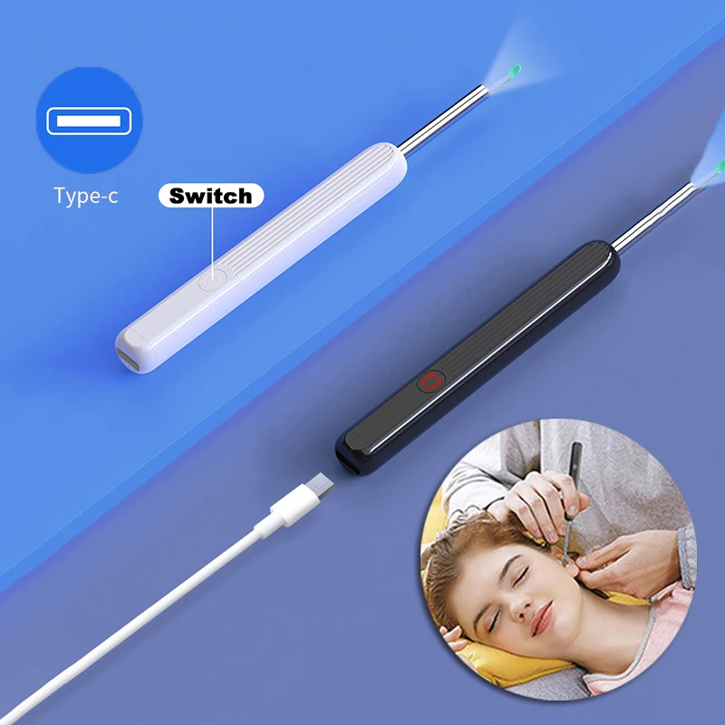 Smart Visual Ear Cleaner HD Ear Sticks Otoscope TYPE C Charging Endoscope Wax Removal Tool Earpick Mini Camera Health Care Set