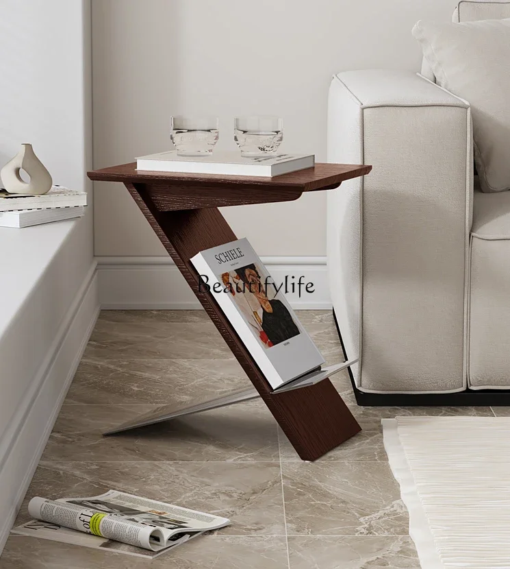 LD6Nordic Style Light Luxury Minimalist Home Corner Table Design Storage Magazine Rack