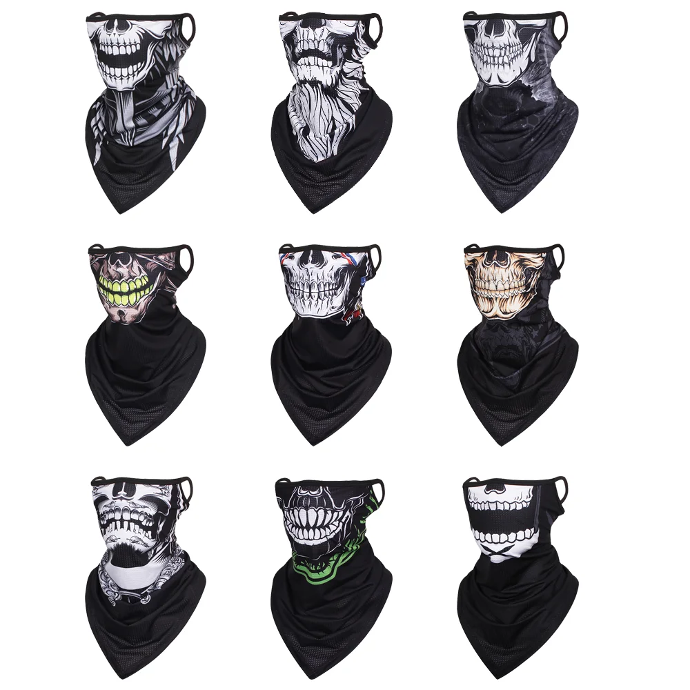 High Quality Skull print Sports Face Cover Mesh Breathable Camping Scarf Outdoor Hiking Mask