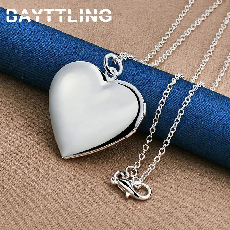 

New 925 Sterling Silver Beautiful 16-30 Inches Smooth Heart Shape Necklace For Woman Wife Fashion Charm Wedding Gift Jewelry