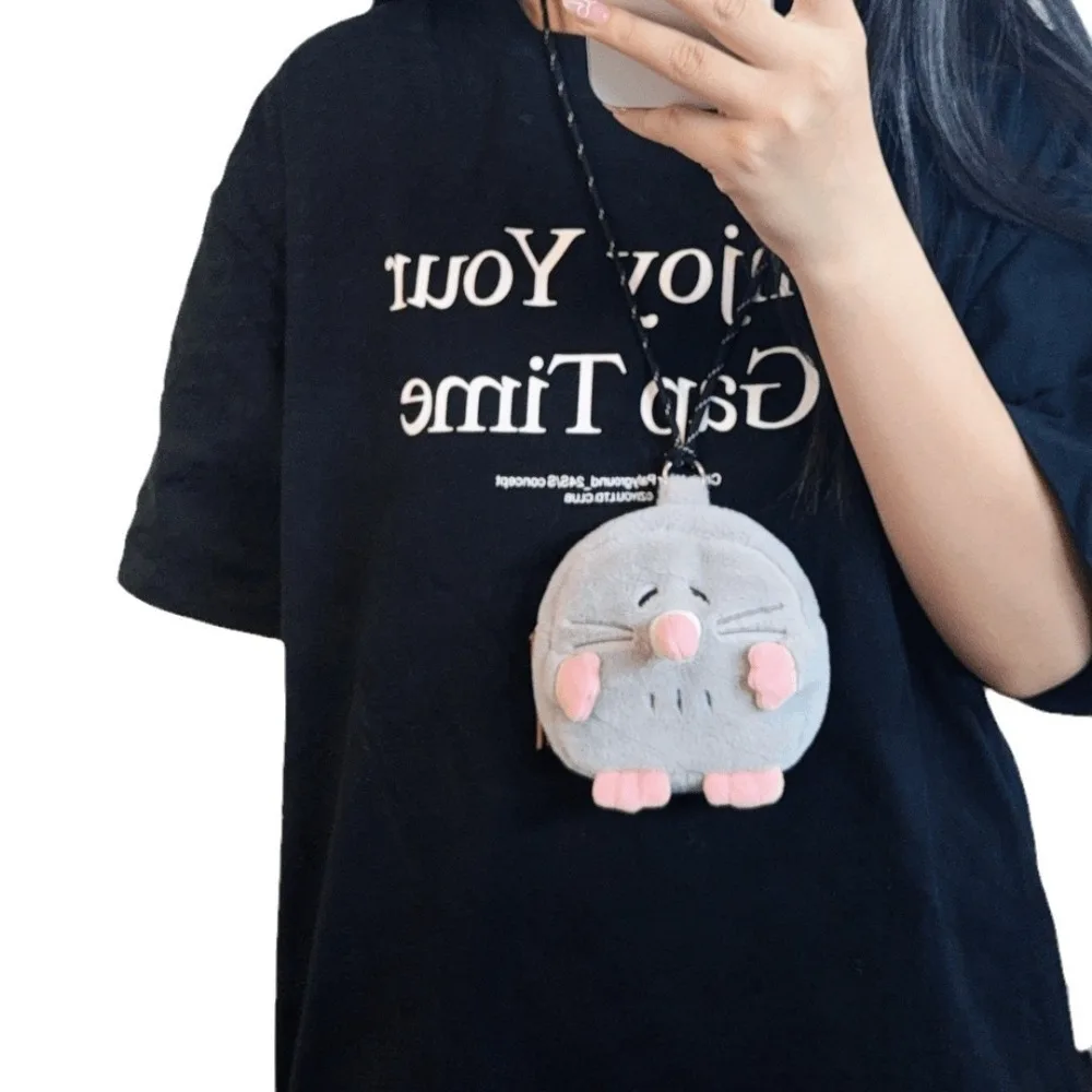 

Soft Ins Hanging Neck Wallet Multifunctional with Zipper Mole Coin Purse Crossbody Bag Bag Pendant Cartoon Key Bag Lady