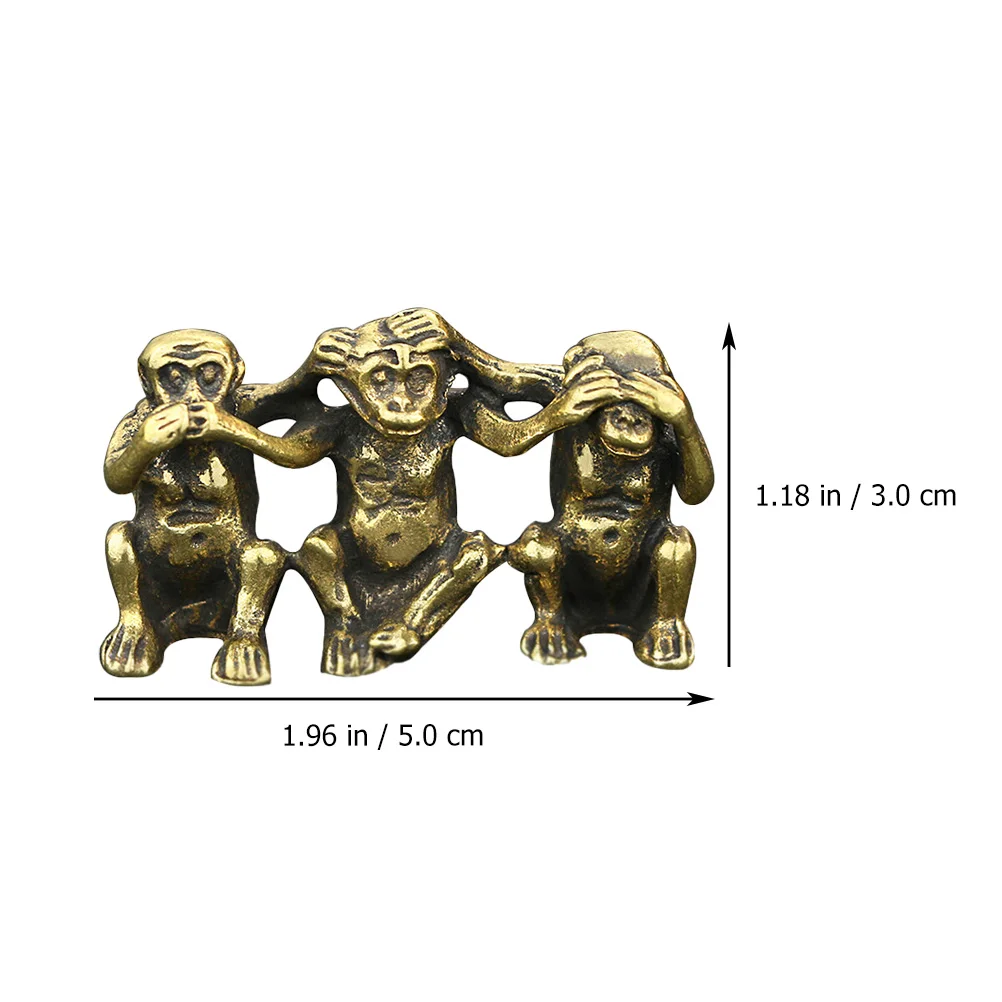 

Brass Monkey Statue Office Decor Desktop Ornament Retro Vintage Figurine Decorative Gift Metal Adorable