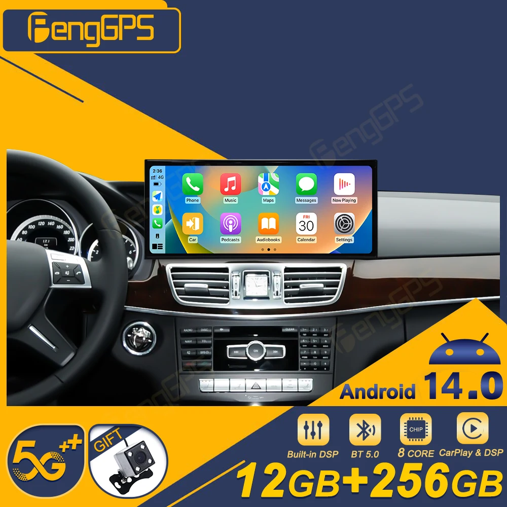 

15,8-дюймовый автомобильный радиоприемник CarPlay Android 14 для Mercedes Benz E 4-дверный купе W212 2012-2014, мультимедийный плеер с сенсорным экраном, головное устройство