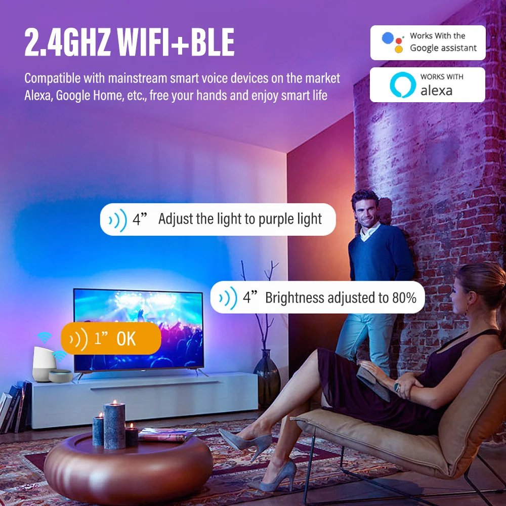 Imagem -05 - Tuya Wifi Luzes de Teto Led Inteligentes Lâmpadas de Teto Rgb Reguláveis Lâmpada Redonda para Quarto Living Home Alexa Google 110v240v