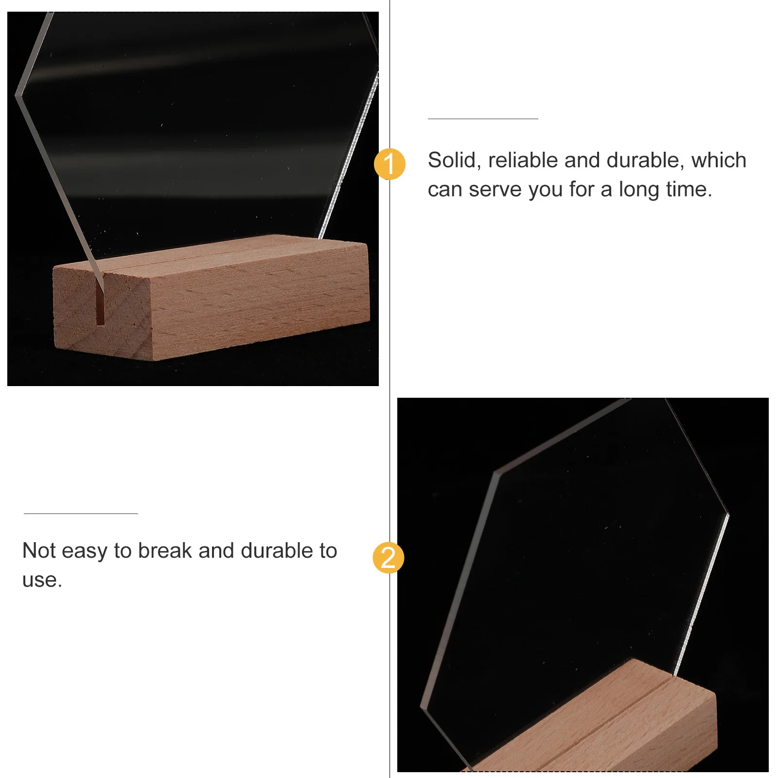 

4Pcs Wedding Table Numbers Clear Hexagon Acrylic Sign Blank with Wood Base for DIY Table Decor Party Event Acrylic Sign