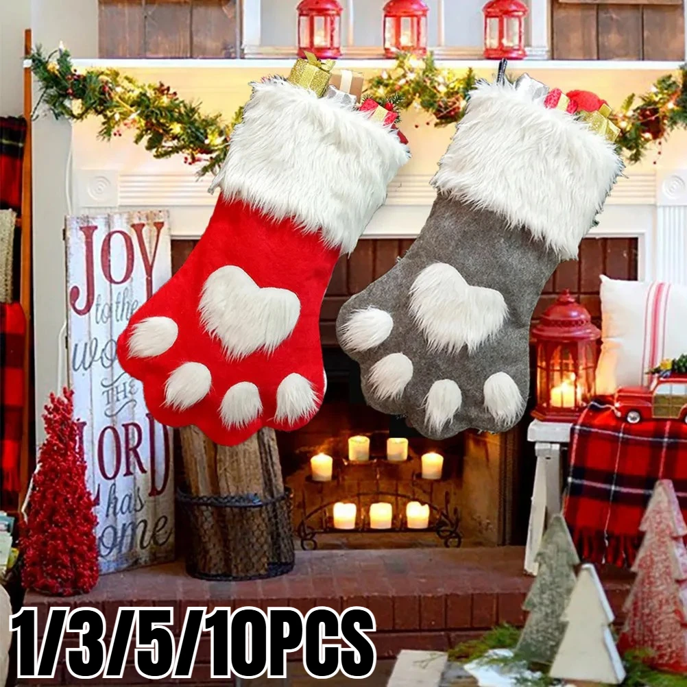 Christmas Stocking Hanging - 1/3/5/10 adet uzun peluş saç köpek