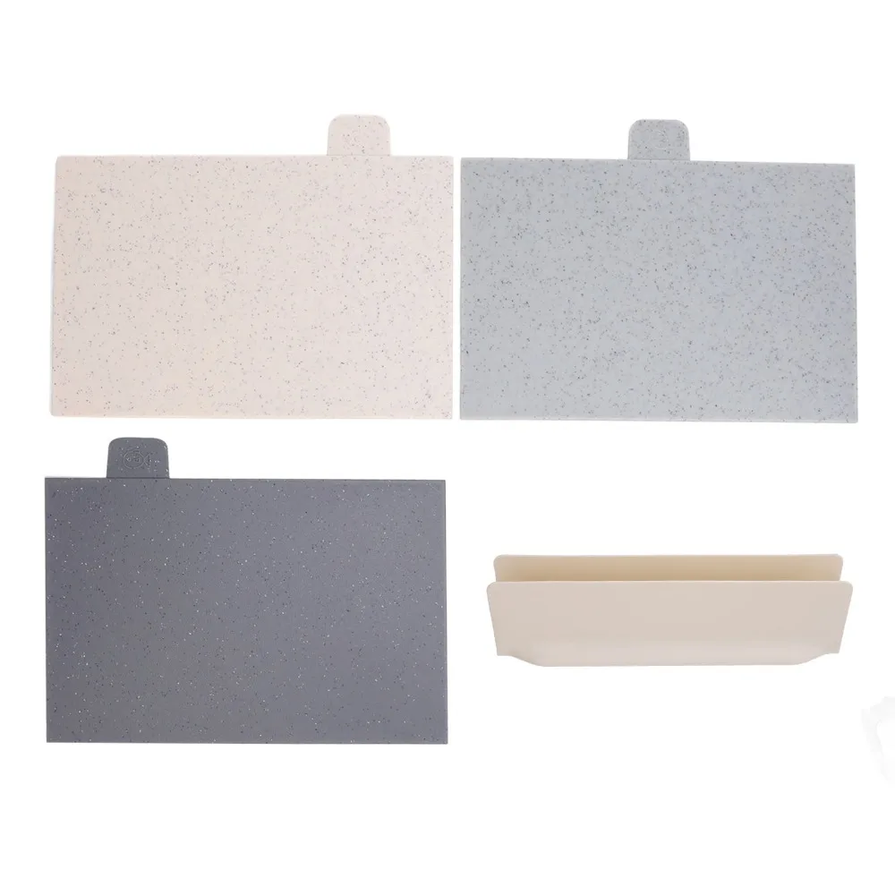 Plastic Cutting Board Set Smooth Surface Multifunctional Use Chopping Board Set with Storage Box Grey Beige Cutting Board