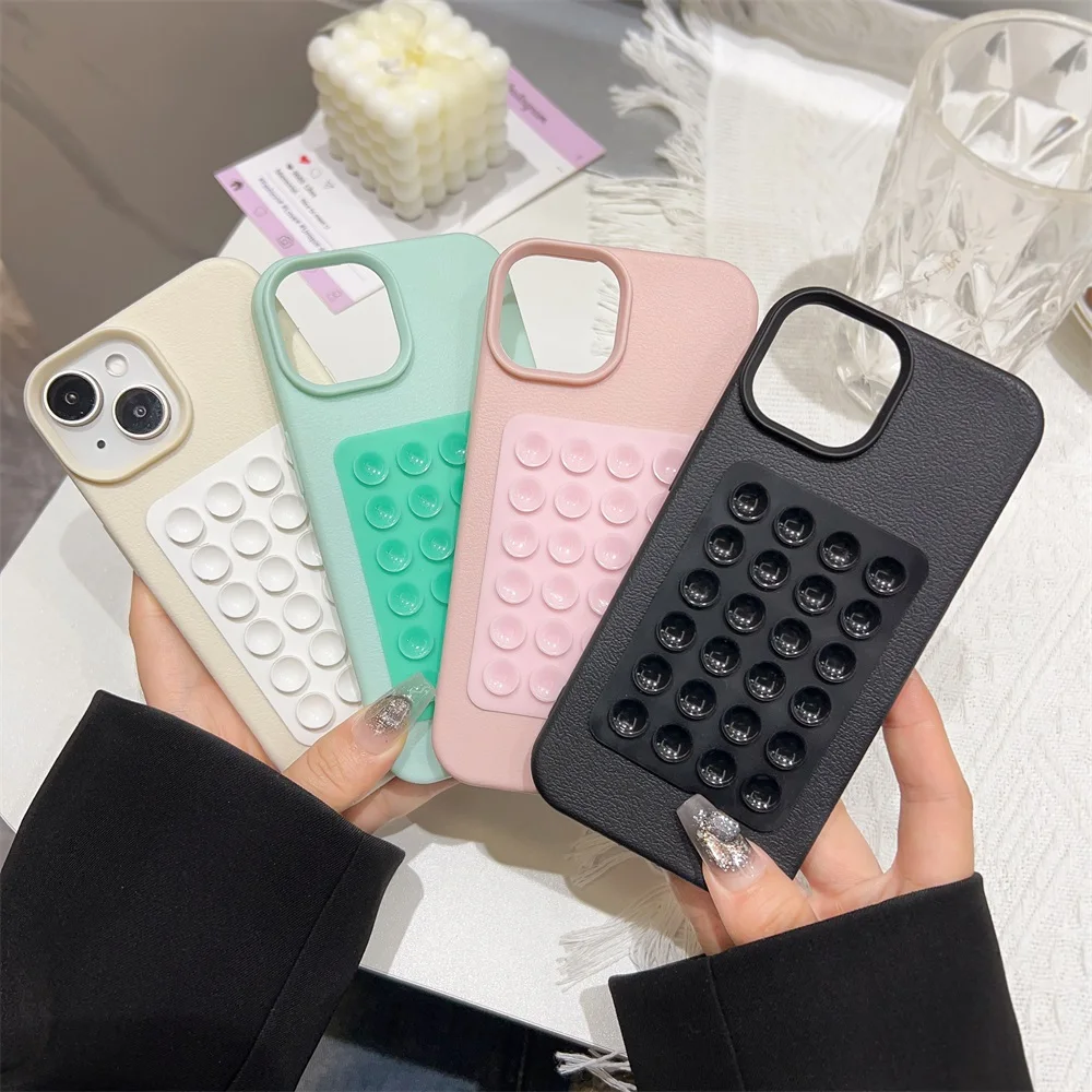 3D-Saugnapf-Ständerhülle für iPhone 11 12 13 Pro Max Hüllen iPhone 17 15 16 14 Plus XS XR Stoßfeste Runde Saugnapf-Silikonhülle – Detail 1