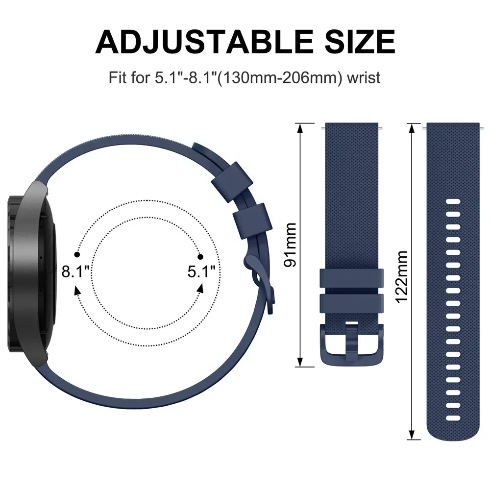 18mm, 20mm, 22mm Easy Change Silicone Replacement Soft Rubber Watch Strap - Interchangeable Quick Release Strap for Men Women