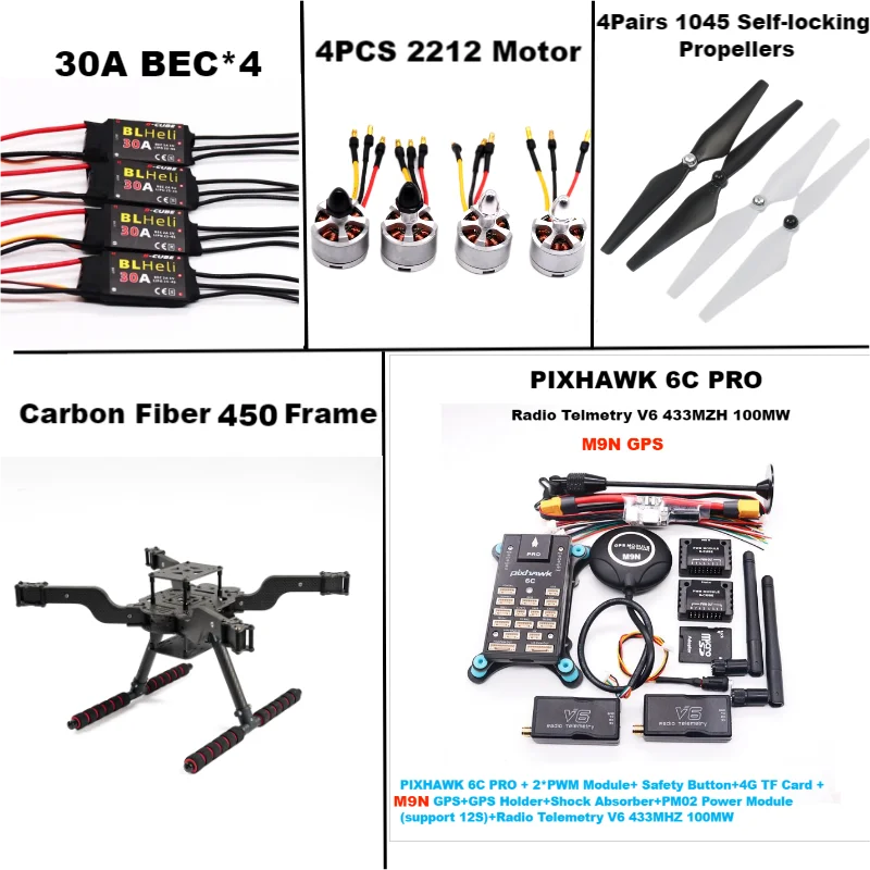 

RctoSky PIXHAWK 6C PRO M9N Open source new smart drone FLY 450 PRO MMpix quadrotor upturned rack