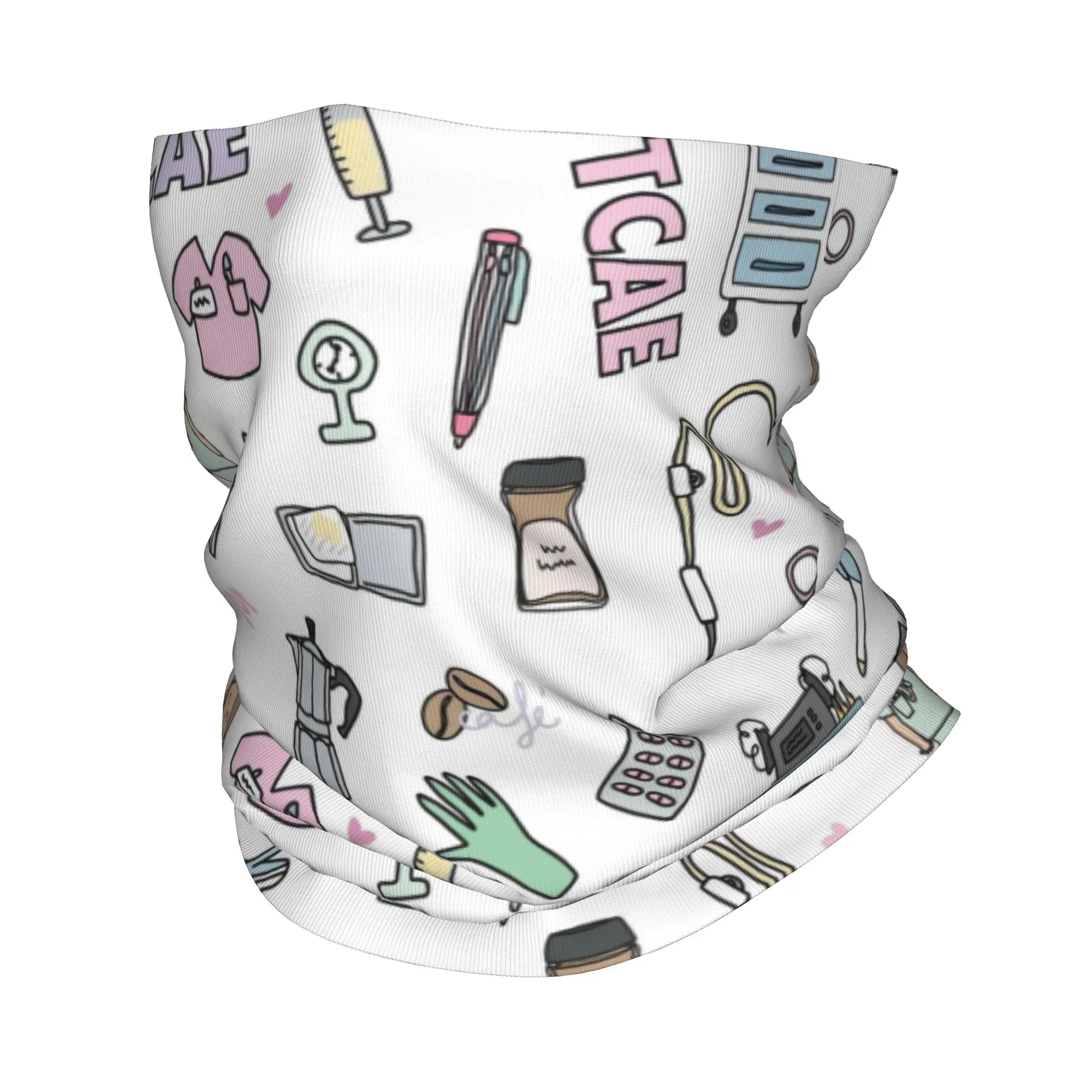 ผ้าพันคอคลุมหน้ากันลมสำหรับผู้หญิง ลายการ์ตูนหมอ พยาบาล สำหรับฤดูหนาว ใช้สำหรับเดินป่า ผ้าคลุมศีรษะ