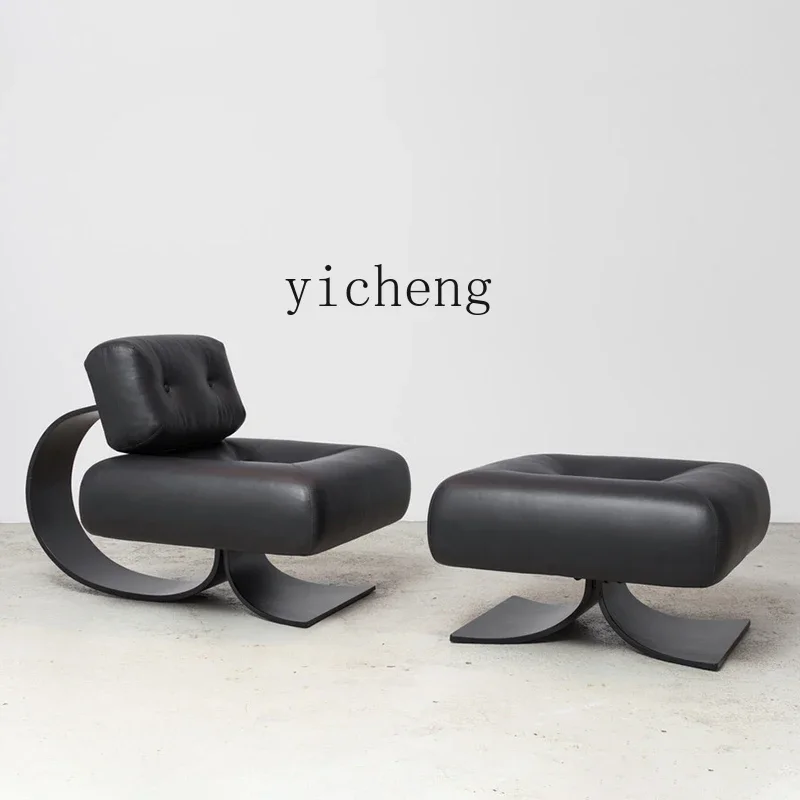 B1 leather sofa special-shaped medieval single sofa chair wrought iron leisure chair lamb wool wabi sabi wind
