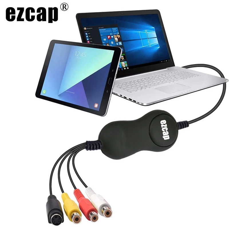 

EZCAP 159 USB 2.0 Video Capture Card Grabber for VHS Player Camcorder Game Box To Digital File for Windows10/8/7 & MAC OS 64 Bit