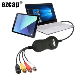 EZCAP 159 USB 2.0 Video Capture Card Grabber for VHS Player Camcorder Game Box To Digital File for Windows10/8/7 & MAC OS 64 Bit