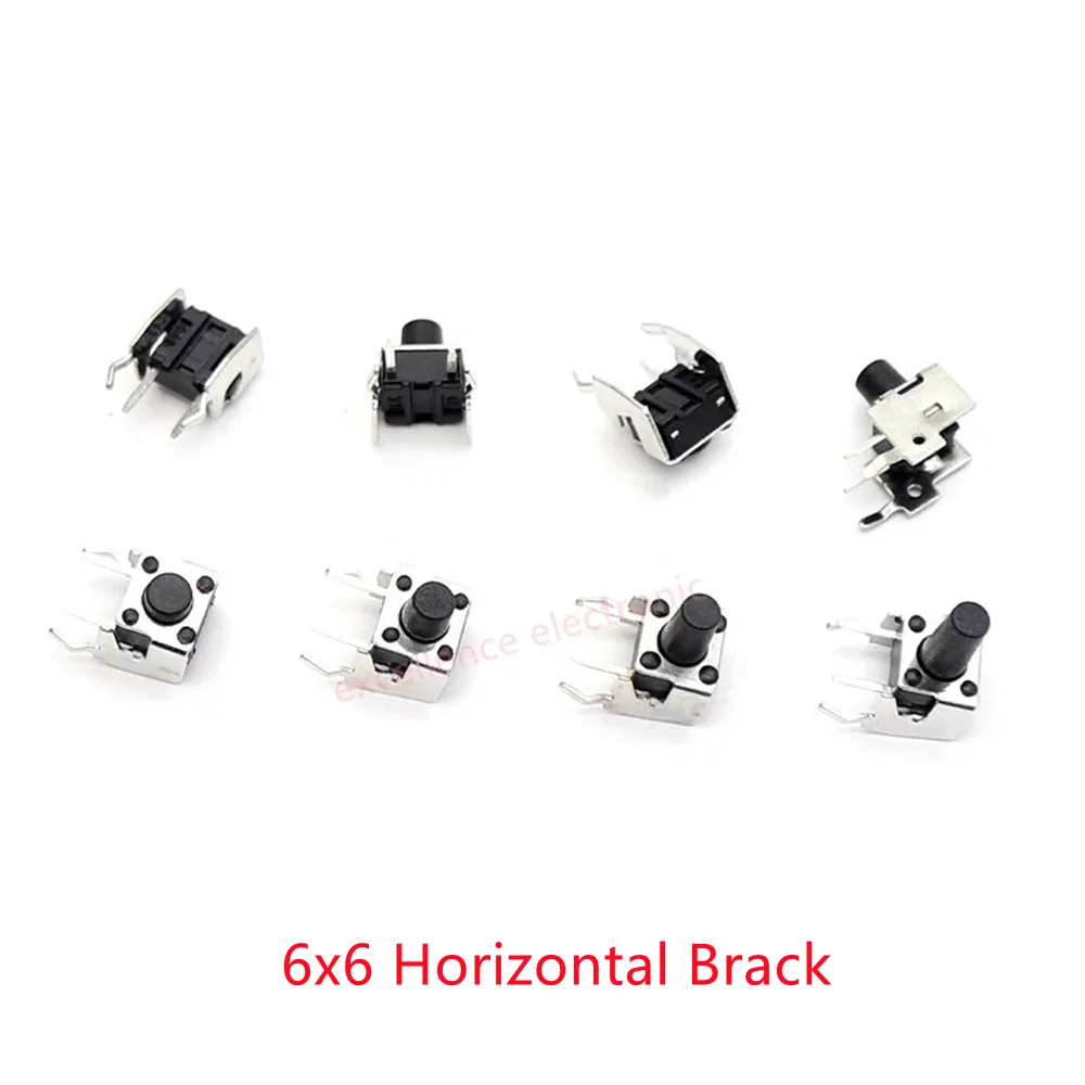 100PCS 10 Models 6*6 Tact Switch Tactile Push Button Switch Kit Height: 4.3~13mm DIP/SMD 2 Pin/4 Pin 6x6 Micro Key Switch