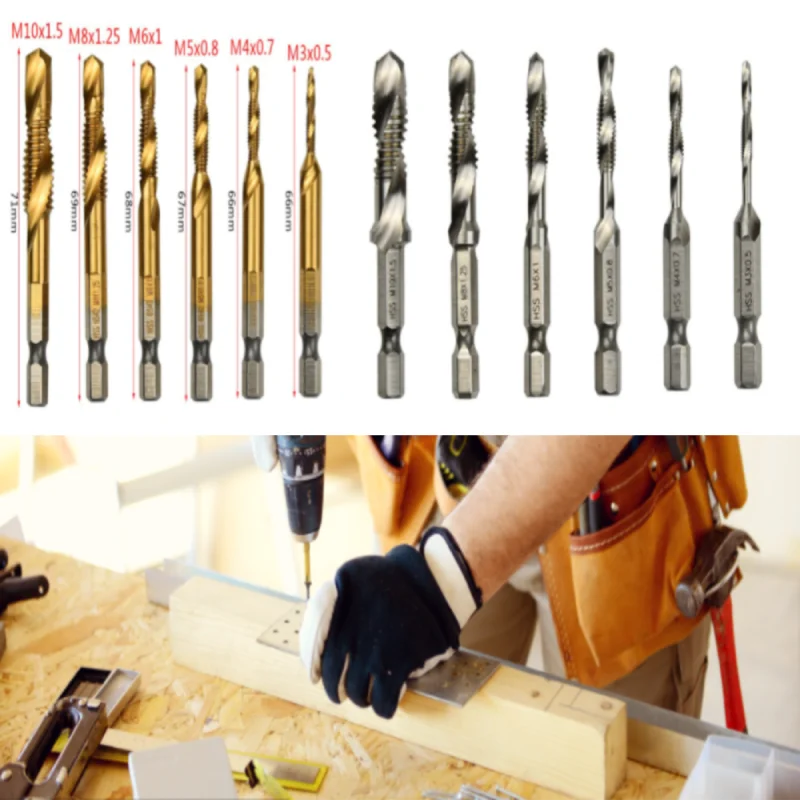 Set di punte per trapano HSS-strumento di perforazione con gambo esagonale (M3 M4 M5 M6 M8 M10) per la lavorazione dei metalli, foratura, 12 dimensioni