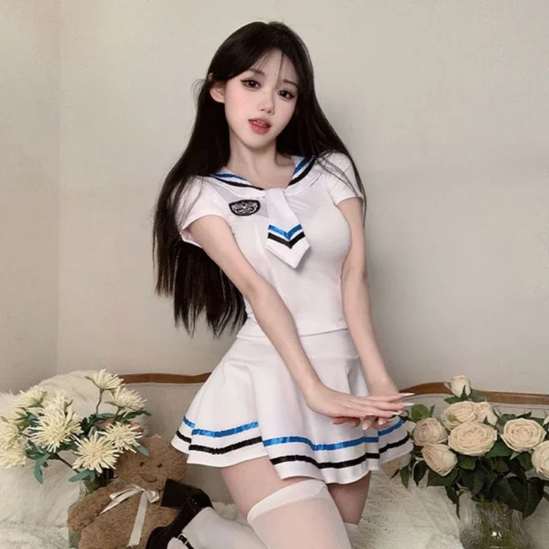 Sexy jk Seemann Uniform Cosplay Dienst mädchen Outfits Fußball Baby Cheerleading Kleid Kostüm Rollenspiel Nachtwäsche Mädchen Unterwäsche Club