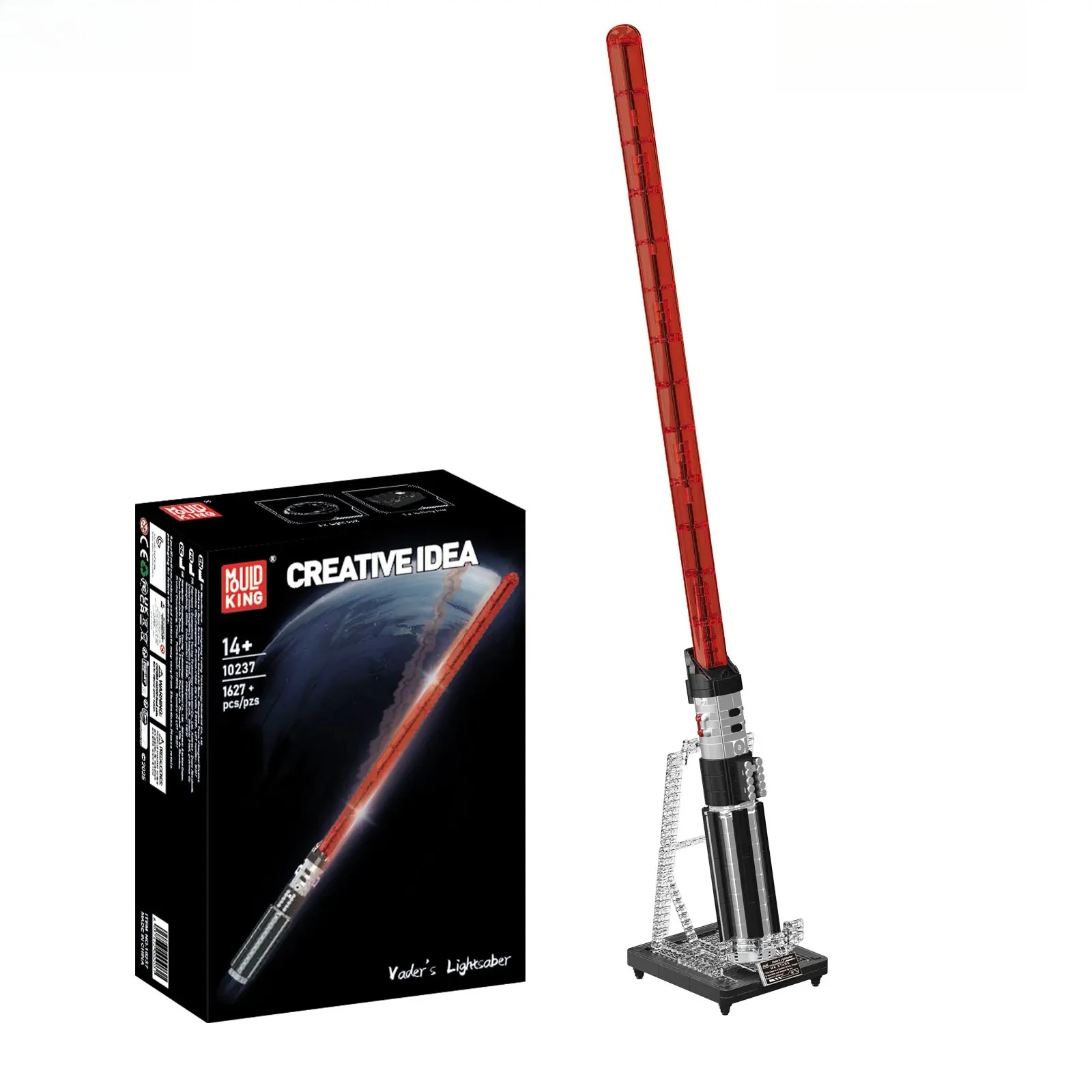 Mould King 10237 1627PCS Lightsaber Building Blocks Assembly Model with Light Belt Battery Box Stand Puzzle Toys Christmas Gifts
