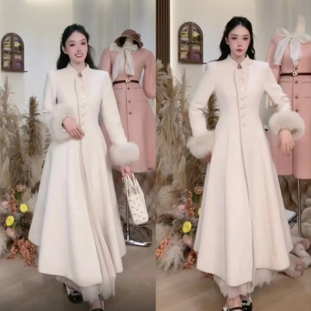 

Autumn Winter New Faion Trendy Long Woolen Coat Hepburn Sle Warmth Luxury Versatile Anti-Aging High-End Feeling Outerwear