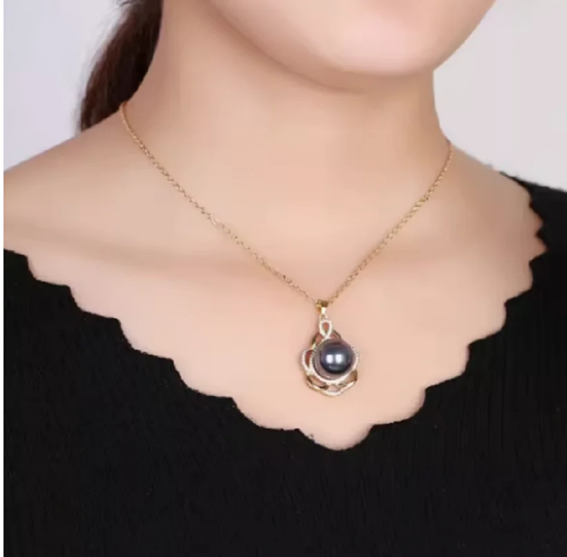 2025 NewFine Jewelry AAA10-11mm قلادة اللؤلؤ تاهيتي قلادة اللؤلؤ الأسود 925s 18 بوصة #4