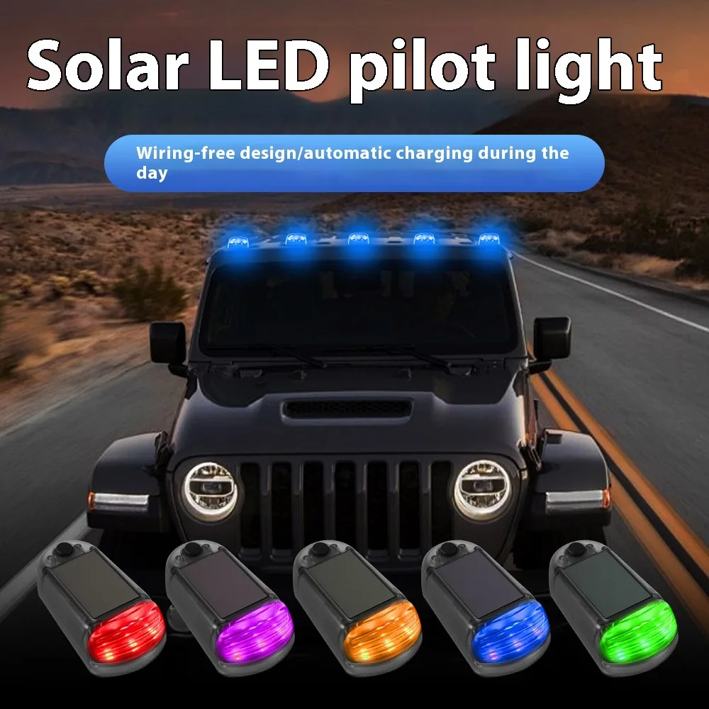 

Vehicle Pilot Light Solar Button Car Roof Rack Light Truck Pickup Modification Warning Light Signal Lights for SUV Strobe Lights