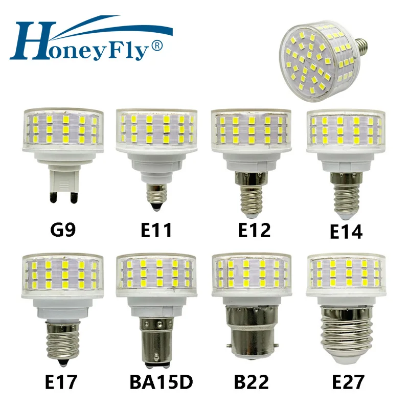 HoneyFly 2pcs LED Corn Bulb AC85-265V G9/E11/E12/E14/E17/E27/B22/BA15D 10W 1000LM 72pcs 2835 Beads Ceramic Mushroom Lamp