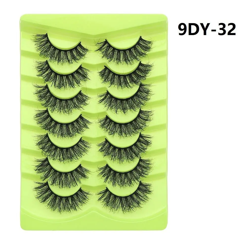 7 Pairs Natural Long False Eyelashes Thick Fluffy Lashes Eyelash Extension Cat Eye Eyelashes Reusable Soft Curled 3D Mink Lashes