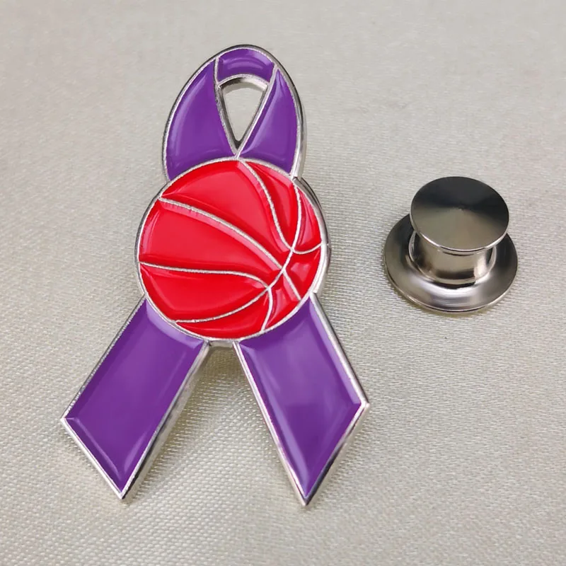 General Cancer Awareness Soccer Basketball Volleyball Golf Ball Belly Dancer Motorcycle Walk Running Lavender Ribbon Lapel Pins