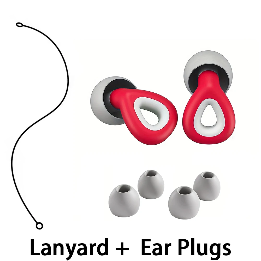 Reusable Waterproof Sound Filter EarPlug Noise Cancelling For Musicians Motorcycle Rider Sleep Study Swim Daily Use With Lanyard
