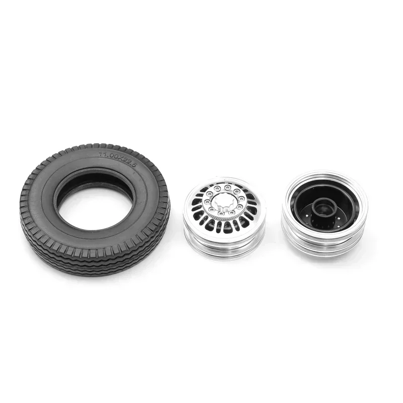 Metaallegering Achterwiel Hub Velgen met 22mm/25mm Breedte Rubberen Banden voor 1/14 Tamiya RC Trailer Tractor Truck Auto Onderdelen