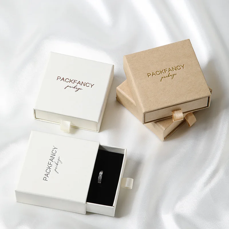 Customize Logo fashionable and simple jewelry paper box necklace ring earring bracelet pendant jewelry packaging paper box