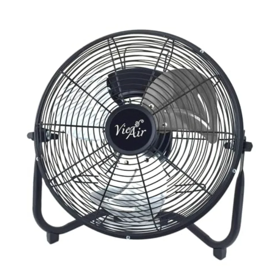 12 Inch Industrial Powerful and Quiet Heavy Duty Metal Floor Fan, Black
