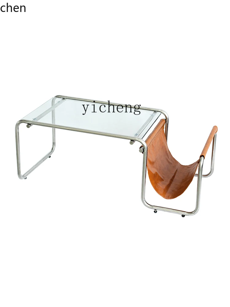 HXL Side Table Sofa Movable Living Room Coffee Table with Storage Stainless Steel Tea Table