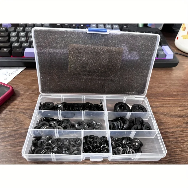 Internal tooth star lock washer, push-in quick locking fastener classification kit, decorative star-shaped lock washer