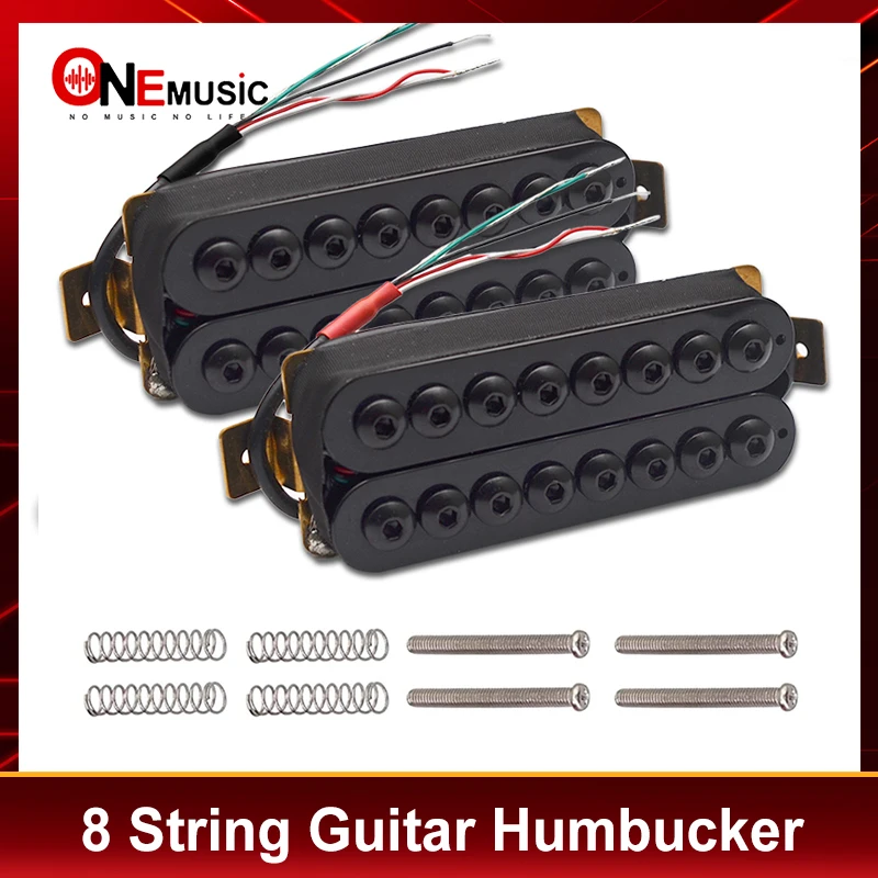 8 String Electric Guitar Humbucker Dual Coil Big Hex Adjustable Screw Coil Spliting Pickup N10K/B15K Output Guitar Parts Black