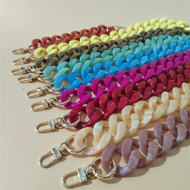 New Trendy Resin Acrylic Plastic Pvc Bag Strap Chain Handbag Replacement With Snap Hooks Diy Purse Handle Accessories Bag Parts