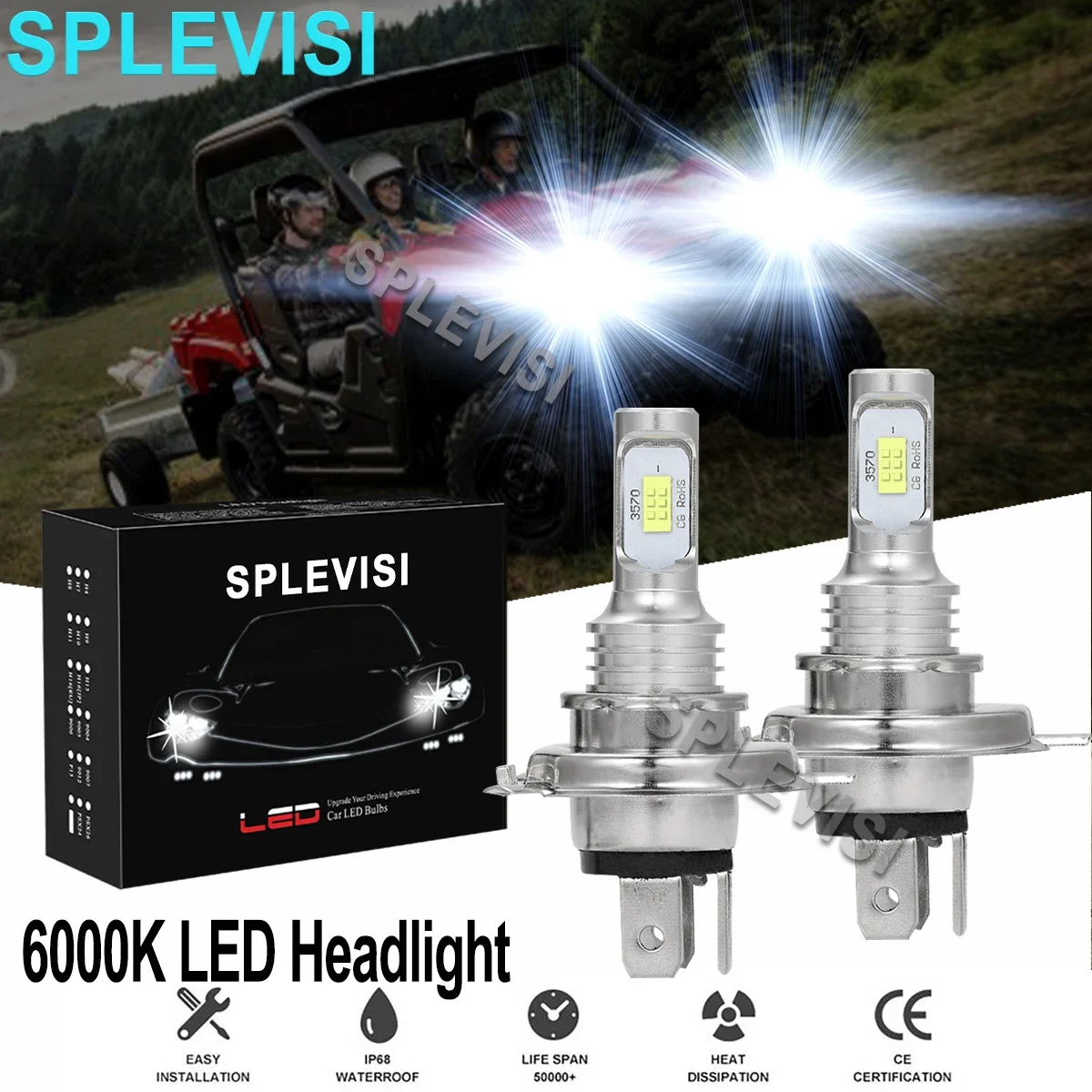 2x HID White ATV UTV LED Headlights Upgrade Kit For Yamaha Viking 700 2014 2015 2016 Viking VI 2014 2015 2016 -2020