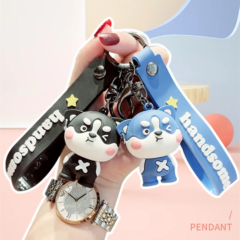 Creative Cartoon Keychains Cute Husky Doll Landyard Rings for Key Chains Women Girls Bag Pendant Car Keyring Charm Gifts