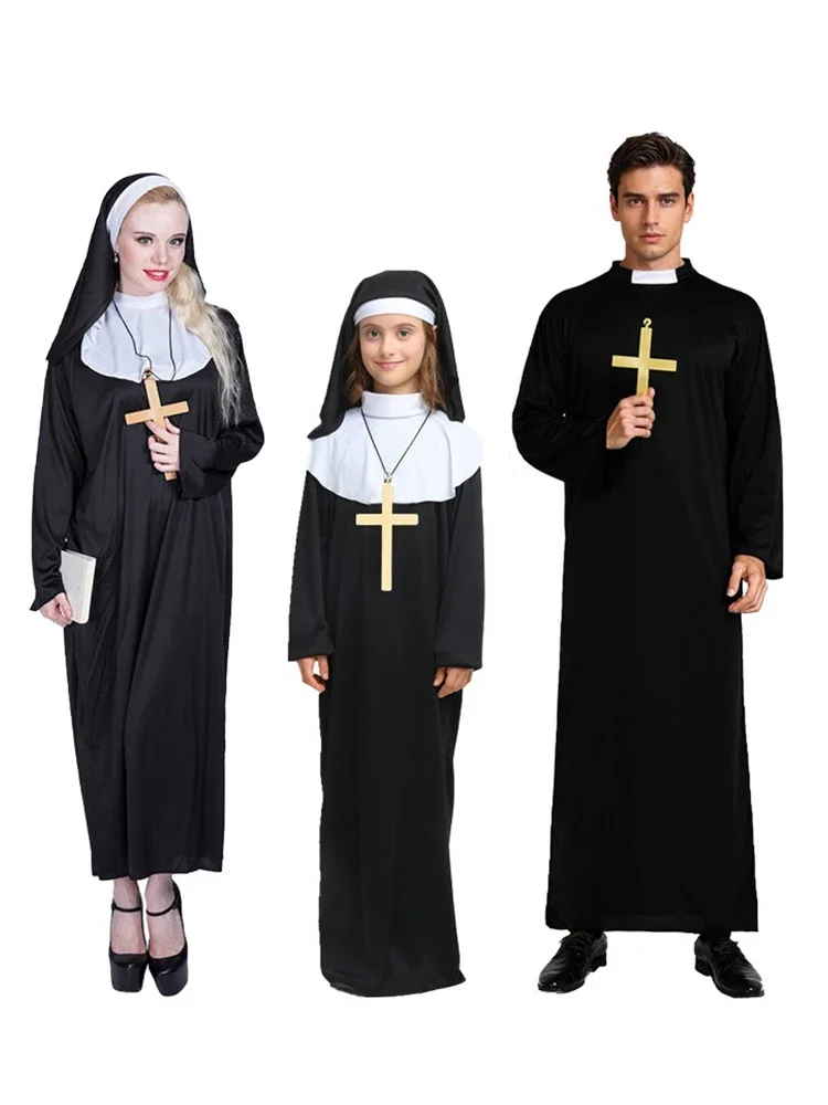 

Halloween Masquerading Parties Adult Cosplay Pastors and Performance Costumes for Priests Nuns Role Play Virgin Mary Priest