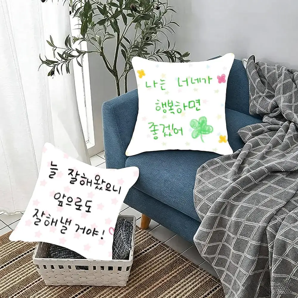 Aesthetic Blessing K-Korean Good Luck Cushion Cover Fluffy velvet Nordic style plush Living room sofa decorative