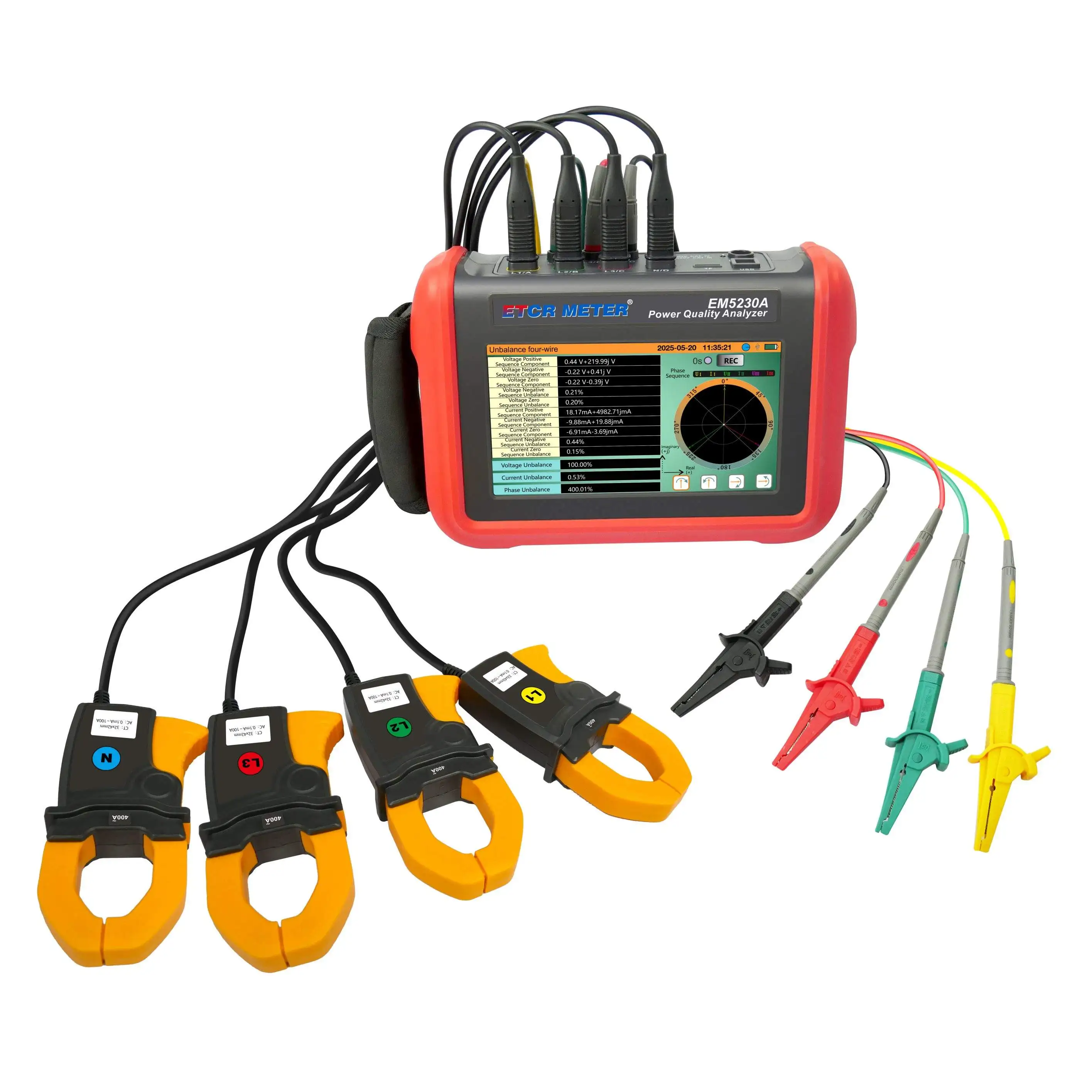 ETCR5230A 7 Inch Touch Screen Power Quality Analyzer THD USB  with 51 Orders Harmonic and THD for Industrial Power System Analys