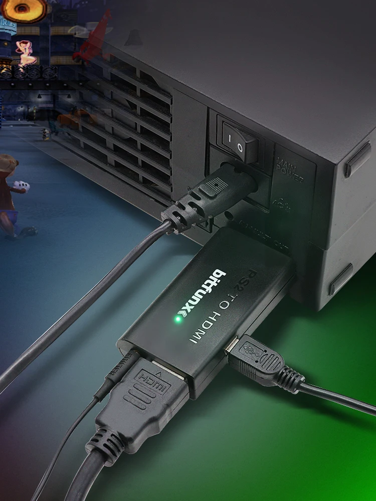 Bitfunx PS2 YPBPR zu HDMI ™   Adapter 3,5 mm Audio-Video-Konverter für SONY Playstation 2 PS2 PS3-Konsole