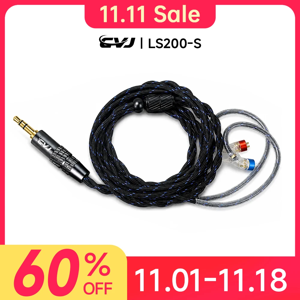 CVJ LS200-S Earphone Upgrade Cable 3.5MM/4.4MM Interchangeable Plug Quality HiFi IEM Audio Cable 0.78MM/QDC For KZ CCA FIIO TRN